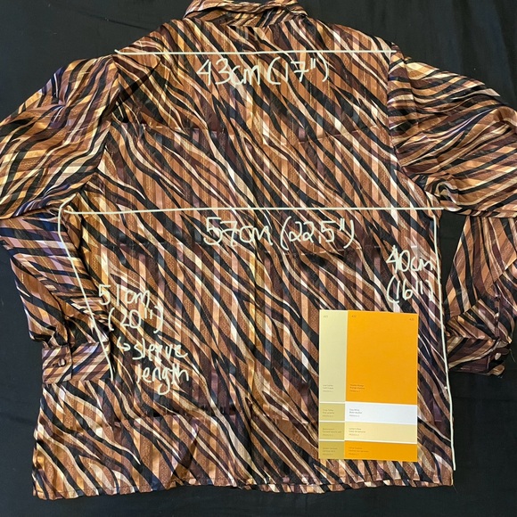 Yves St Clair Semi Sheer Brown Long Sleeved Blouse with golden metallic thread - Picture 7 of 8